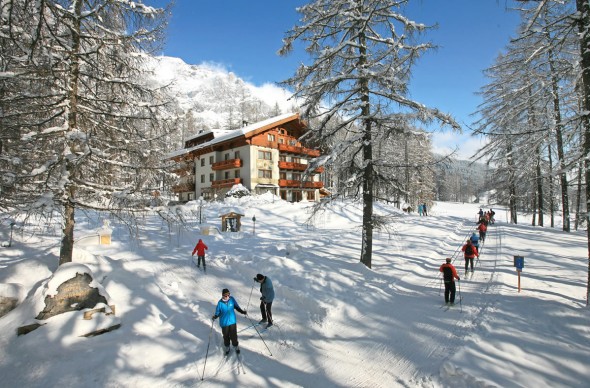 Langlaufloipe direkt vor unserem Hotel Lärchenhof in Ramsau am Dachstein